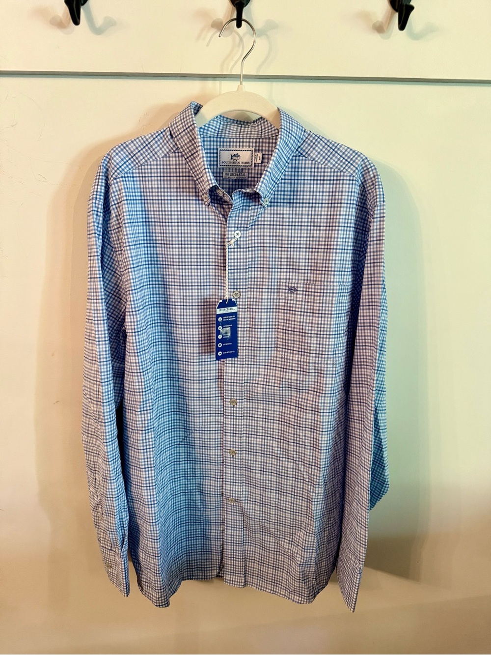 Southern Tide Men's Blue and White Check Button-Down Shirt NWT